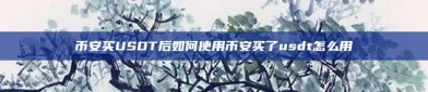 币安买USDT后如何使用币安买了usdt怎么用