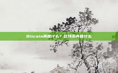 Bitcoin再算什么？比特币再算什么