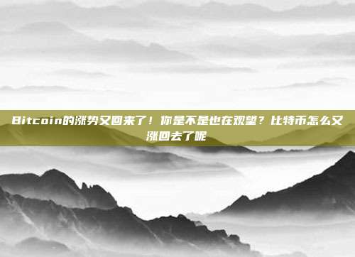 Bitcoin的涨势又回来了！你是不是也在观望？比特币怎么又涨回去了呢