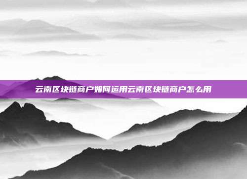 云南区块链商户如何运用云南区块链商户怎么用