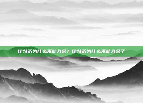 比特币为什么不能入金？比特币为什么不能入金了