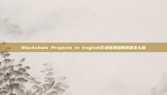 Blockchain Projects in English区块链项目用英语怎么说