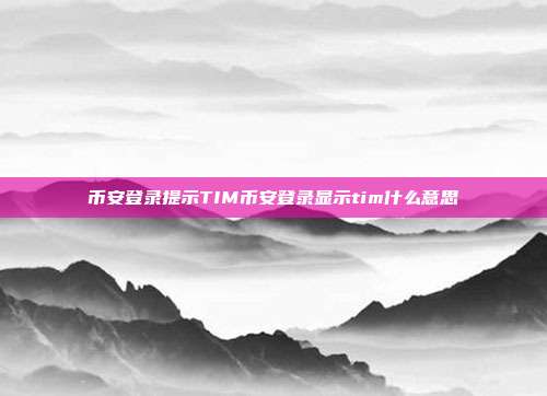 币安登录提示TIM币安登录显示tim什么意思