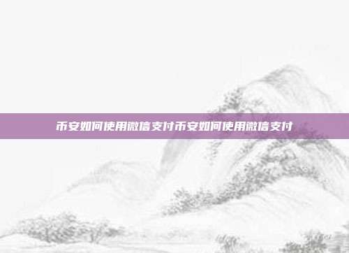 币安如何使用微信支付币安如何使用微信支付