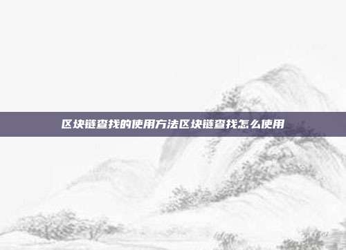 区块链查找的使用方法区块链查找怎么使用