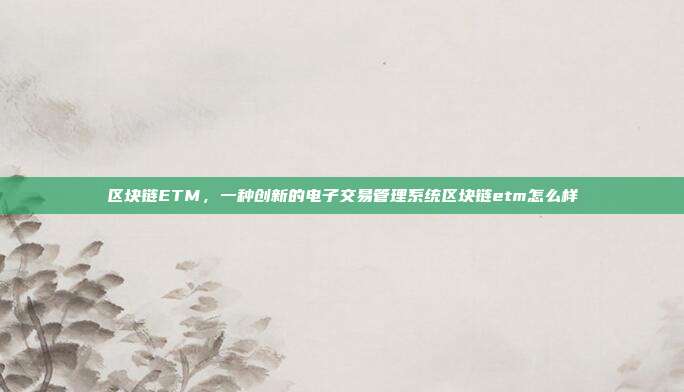 区块链ETM，一种创新的电子交易管理系统区块链etm怎么样