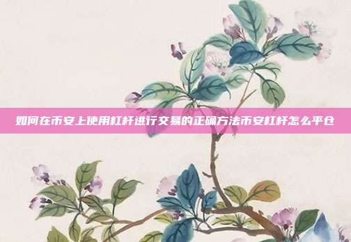 如何在币安上使用杠杆进行交易的正确方法币安杠杆怎么平仓