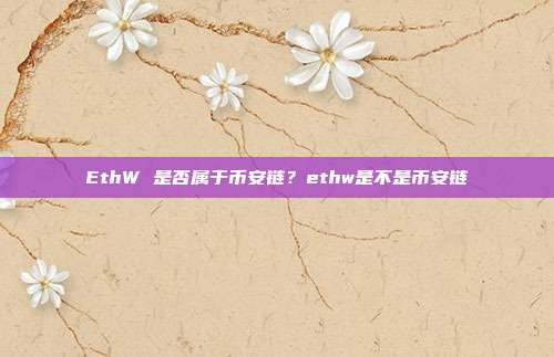 EthW 是否属于币安链？ethw是不是币安链