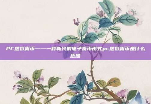 PC虚拟货币——一种新兴的电子货币形式pc虚拟货币是什么意思