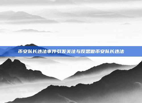 币安队长违法事件引发关注与反思做币安队长违法