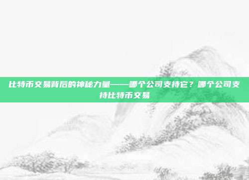 比特币交易背后的神秘力量——哪个公司支持它？哪个公司支持比特币交易