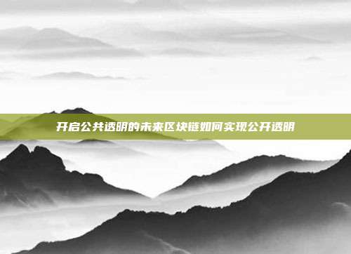 开启公共透明的未来区块链如何实现公开透明