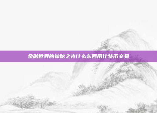 金融世界的神秘之光什么东西用比特币交易