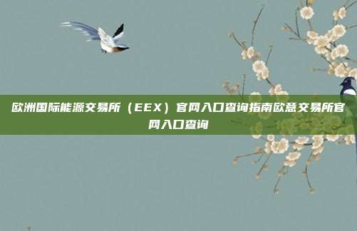 欧洲国际能源交易所（EEX）官网入口查询指南欧意交易所官网入口查询