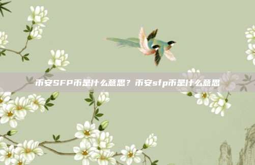 币安SFP币是什么意思？币安sfp币是什么意思