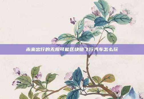 未来出行的无限可能区块链飞行汽车怎么玩