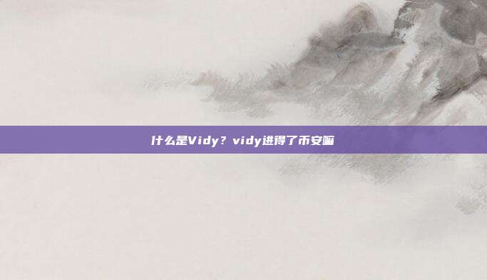 什么是Vidy？vidy进得了币安嘛