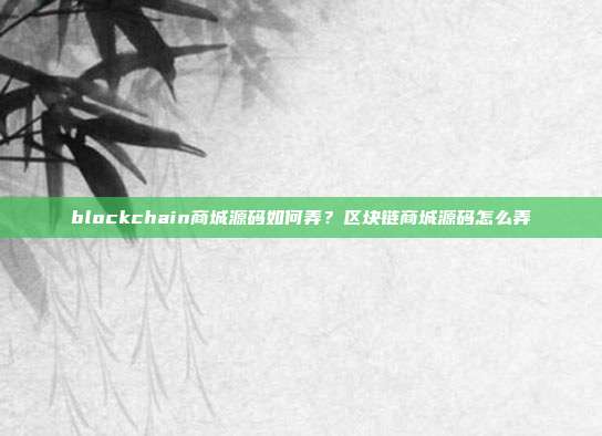 blockchain商城源码如何弄？区块链商城源码怎么弄