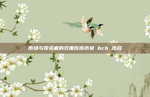 市场与投资者的双重反应币安 bch 改名