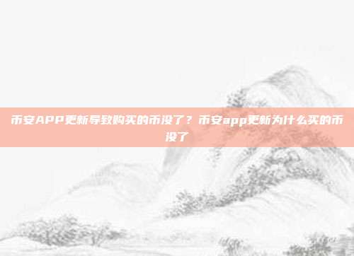 币安APP更新导致购买的币没了？币安app更新为什么买的币没了