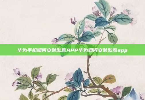 华为手机如何安装欧意APP华为如何安装欧意app