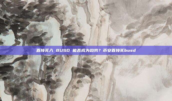 直接买入 BUSD 能否成为趋势？币安直接买busd