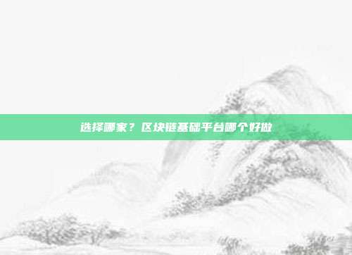 选择哪家？区块链基础平台哪个好做