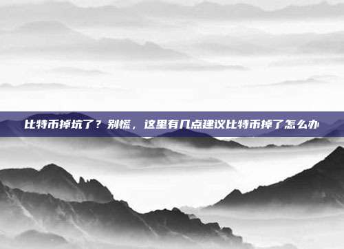 比特币掉坑了？别慌，这里有几点建议比特币掉了怎么办