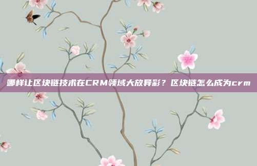 哪样让区块链技术在CRM领域大放异彩？区块链怎么成为crm