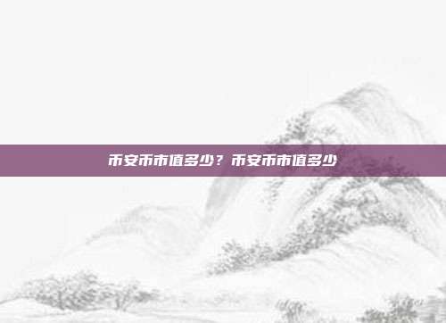 币安币市值多少？币安币市值多少