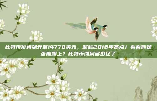 比特币价格飙升至14770美元，超越2016年高点！看看你是否能跟上？比特币涨到多少亿了