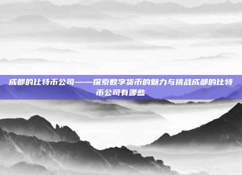 成都的比特币公司——探索数字货币的魅力与挑战成都的比特币公司有哪些