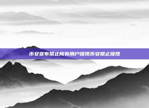 币安宣布禁止所有用户提现币安禁止提现