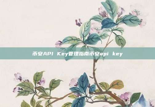 币安API Key管理指南币安api key