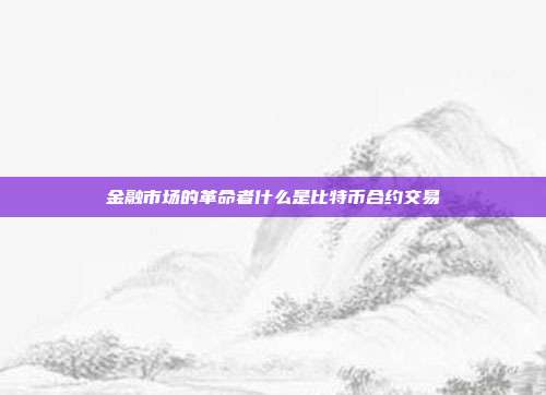 金融市场的革命者什么是比特币合约交易