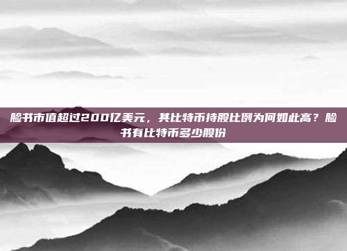 脸书市值超过200亿美元，其比特币持股比例为何如此高？脸书有比特币多少股份