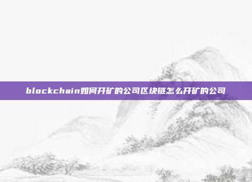 blockchain如何开矿的公司区块链怎么开矿的公司