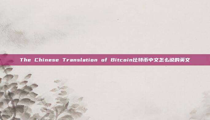 The Chinese Translation of Bitcoin比特币中文怎么说的英文