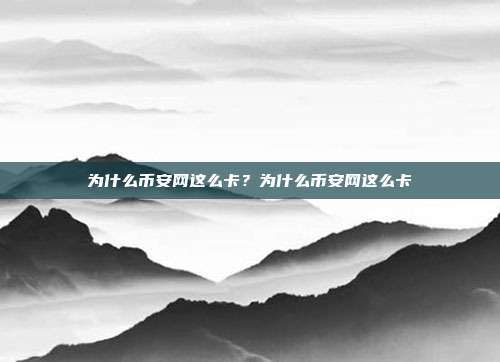 为什么币安网这么卡？为什么币安网这么卡