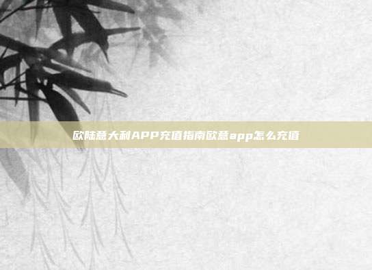 欧陆意大利APP充值指南欧意app怎么充值