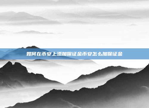 如何在币安上添加保证金币安怎么加保证金