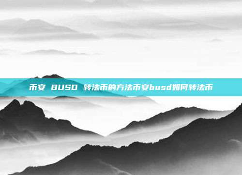 币安 BUSD 转法币的方法币安busd如何转法币